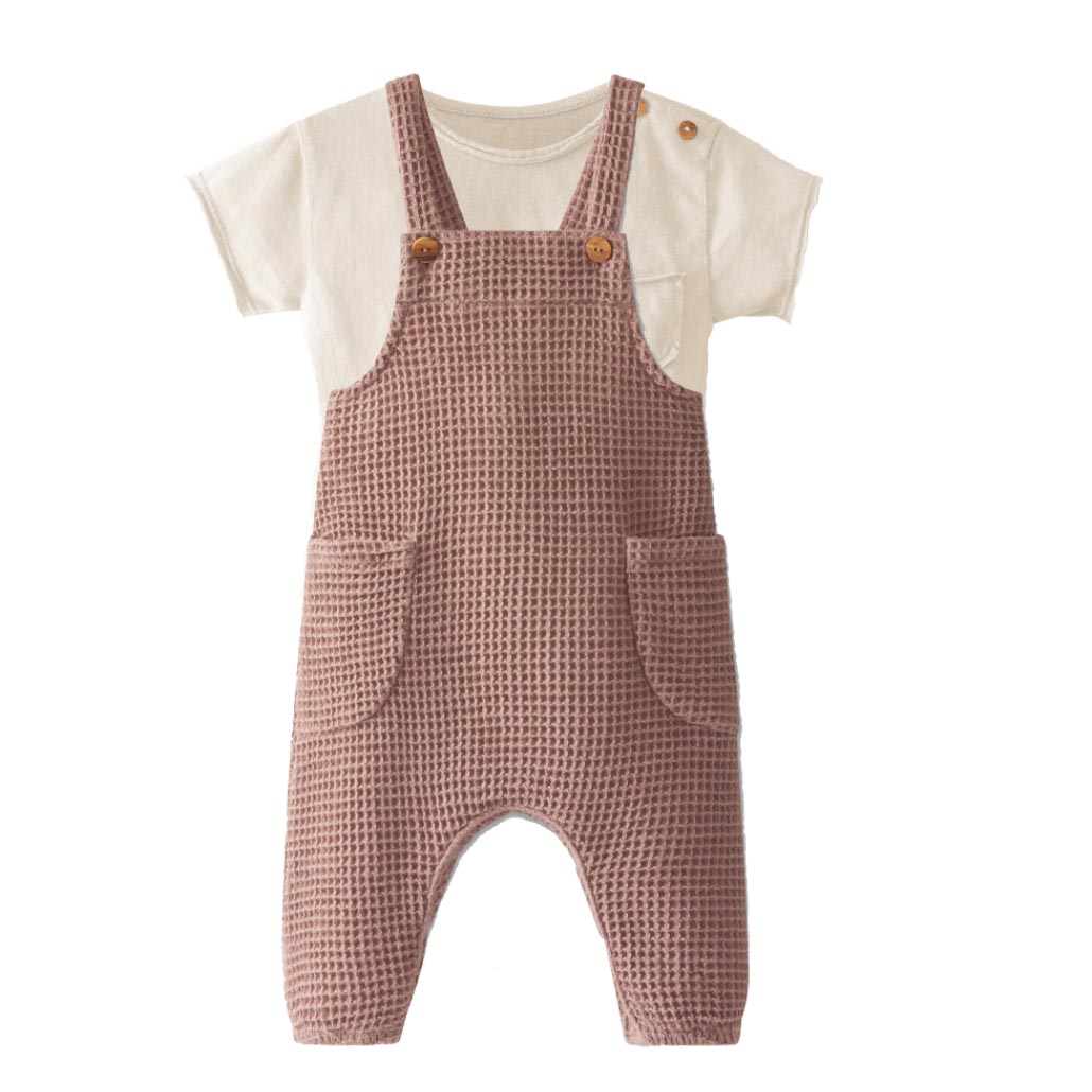 boysetsnug Snug. Dungarees waffle & T-shirt - Image 1