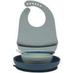 Nattou. Σετ φαγητού 4 τεμαχίων με σαλιάρα (Πράσινο)