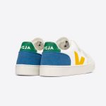 Veja. KIDS V-12 Chromefree Leather White Multico Indigo/ JUNIOR - Image 3