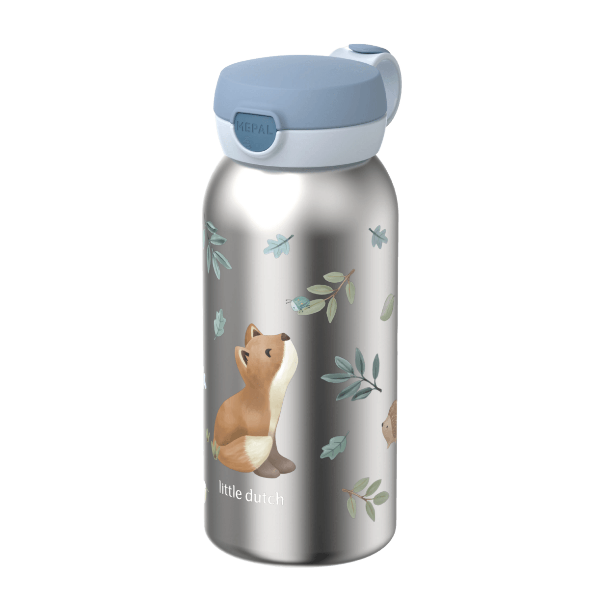 mepal-stainless-steel-water-bottle-pop-up-600-ml-white-107489065408-product-1 - Medium LITTLE DUTCH. Ανοξείδωτο μπουκάλι 600ml Forest Friends - Image 1