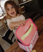 HELLO HOSSY. Lunch Bag Pink Stripes - Image 3