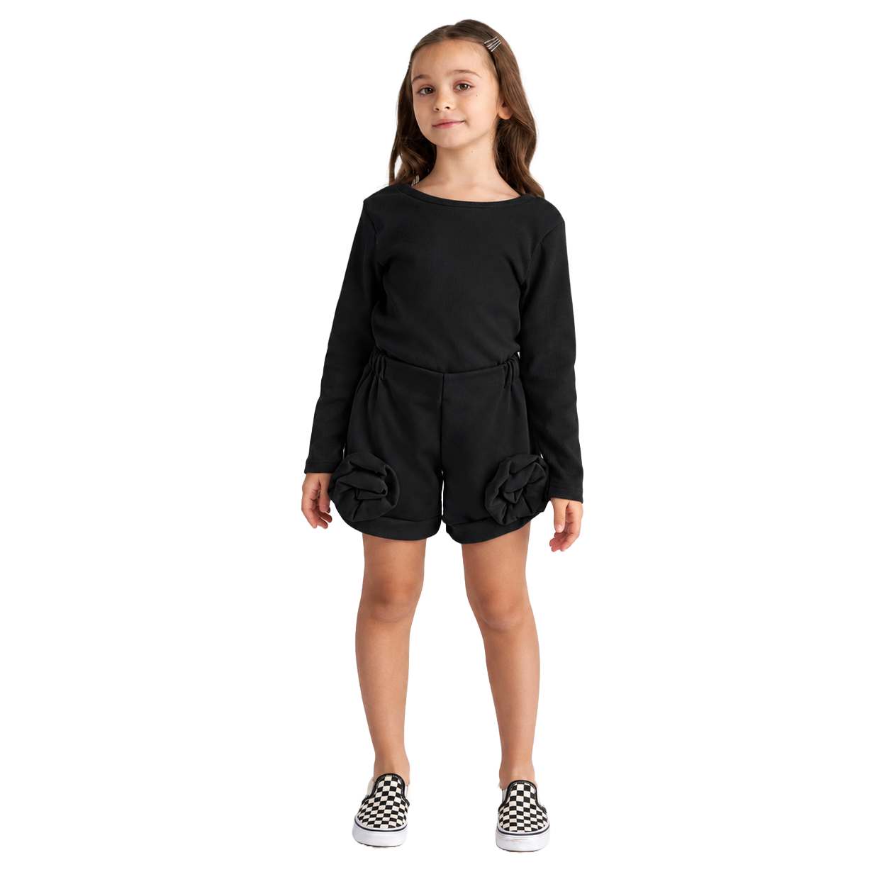 Two in a castle. Black Set Top And Roses Shorts