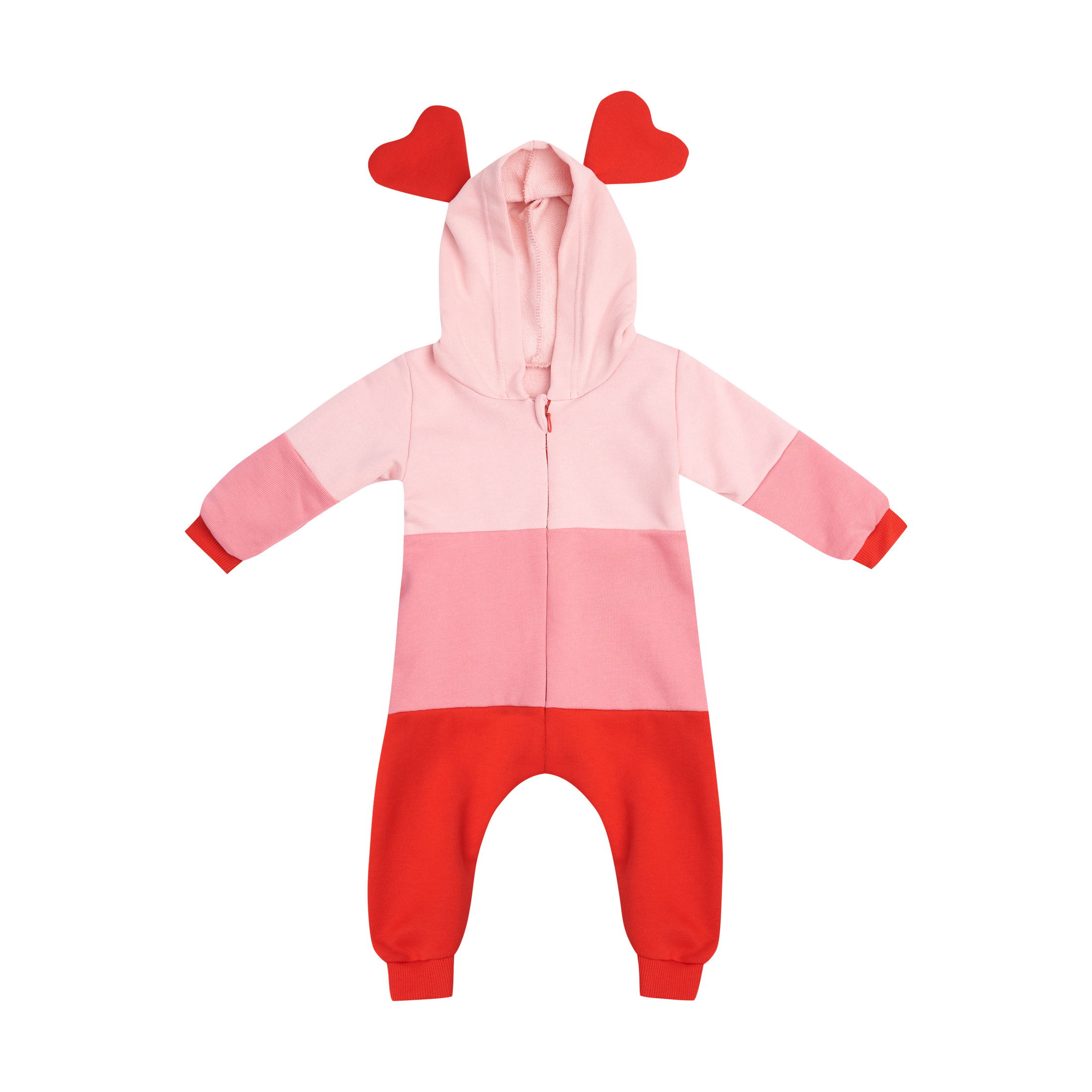 T7517 Two in a castle. Raspberry Hooded Jumpsuit For Babies - Image 1